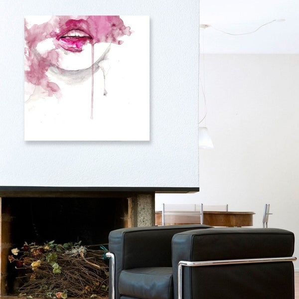 Pink Woman's Portrait, Watercolor Art