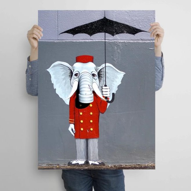 Elefant with Umbrella, Street Art (Italy)