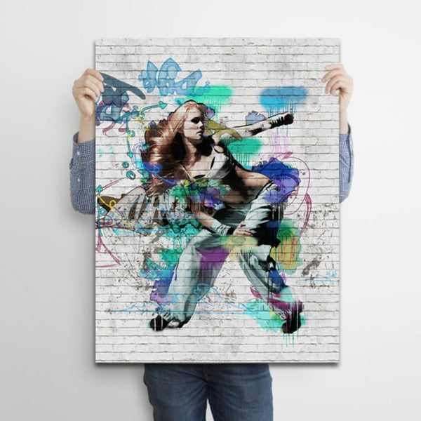Dancing Girl, Graffiti on Brick Wall