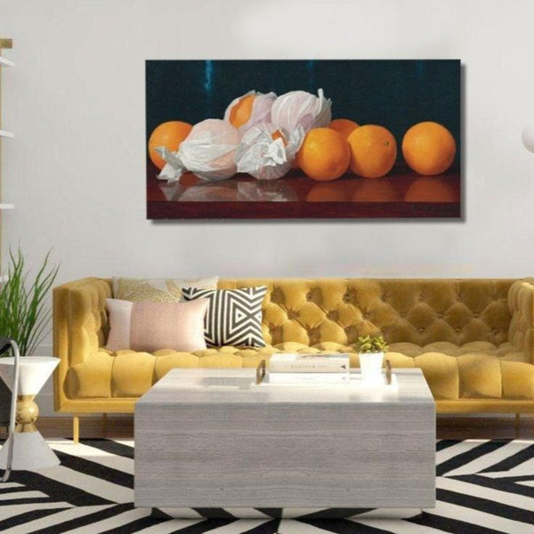 Wrapped Oranges On Tabletop, Reproduction