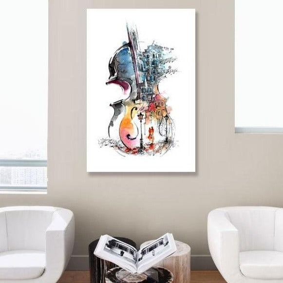 Violin, Contemporary Watercolor Painting