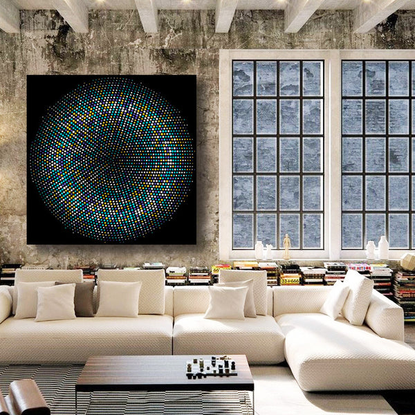 Circular Multi-color Dots Pattern, Digital Art