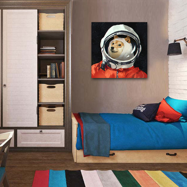 Dog Astronaut in Helmet, Digital Art