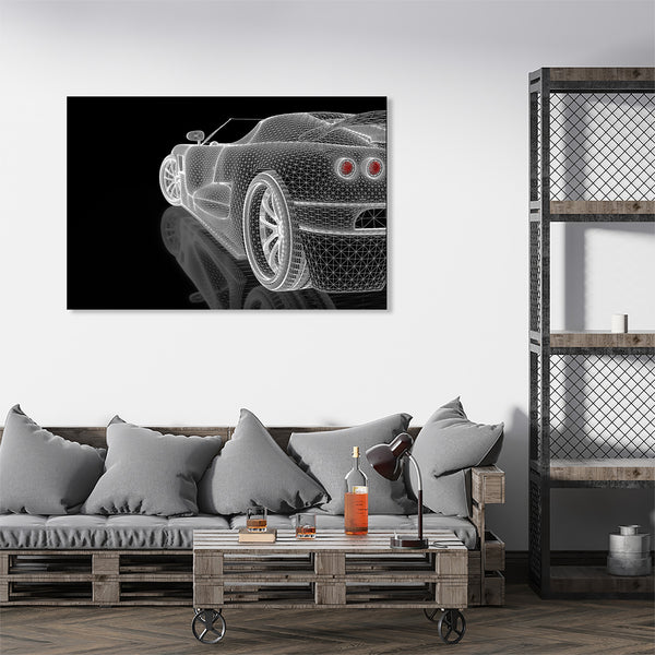 Car Black/White Sketch, Digital Art