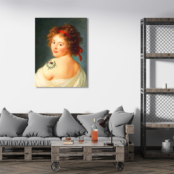 Tattoo Girl, XIX Century Portrait, Altered Art