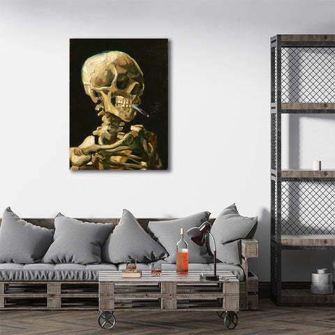 Head of Skeleton with a burning cigarette, Reproduction