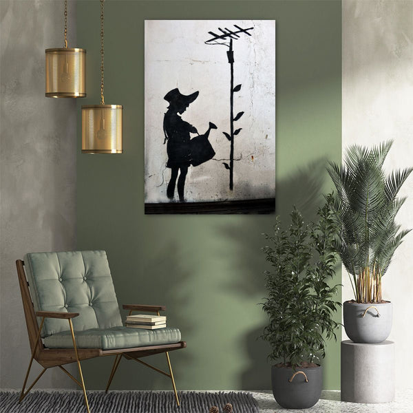 Banksy, Girl with Watering Can, Graffiti
