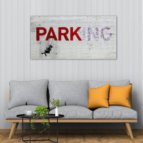 Banksy Parking Girl Swing, Graffiti