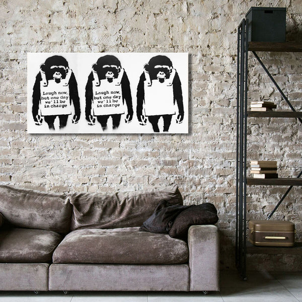 Banksy Laugh Now Monkeys, Graffiti