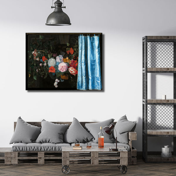 Still Life with a Flower Garland and a Curtain, Trompe-Loeil