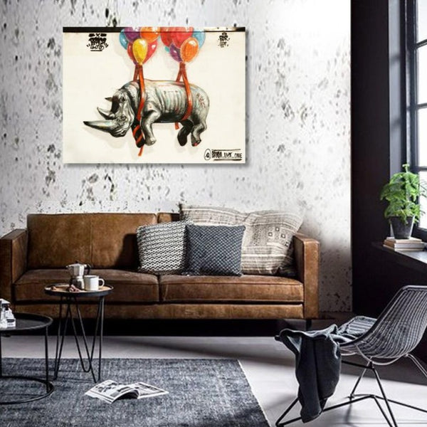 Rhino With Balloon, Street Art