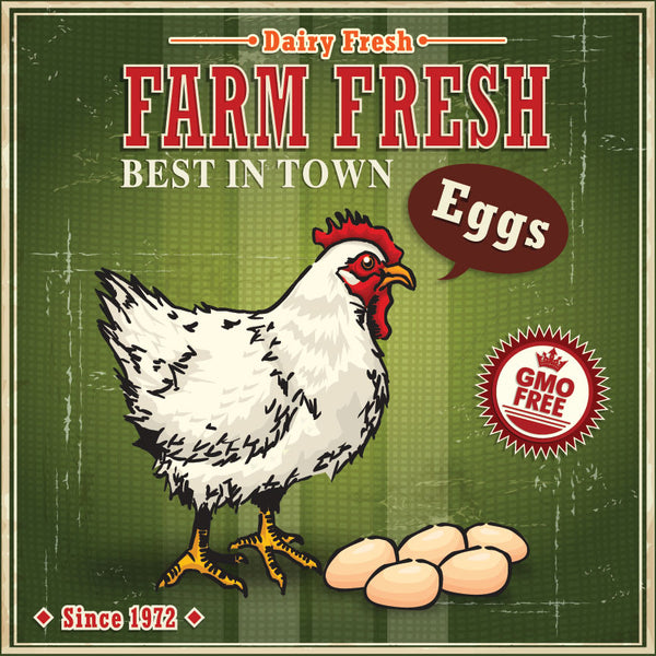 Fresh Eggs, Vintage Farm Poster