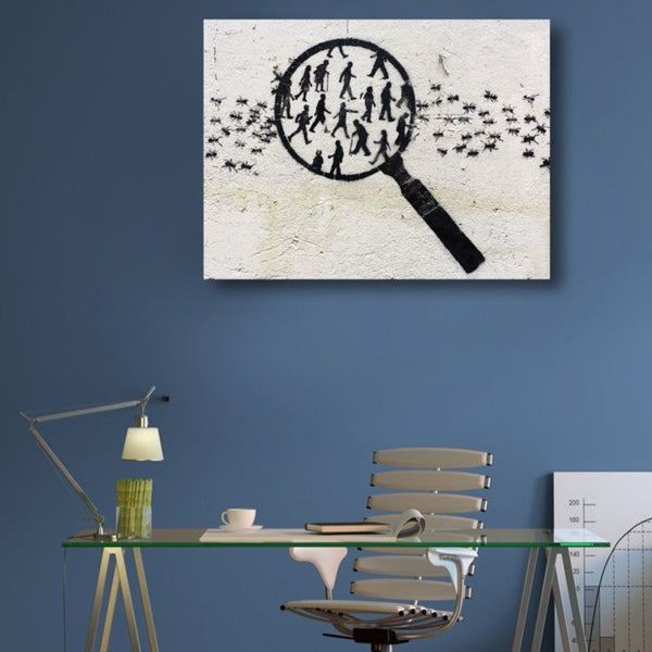 Magnifying Glass with People and Ants, Street Art
