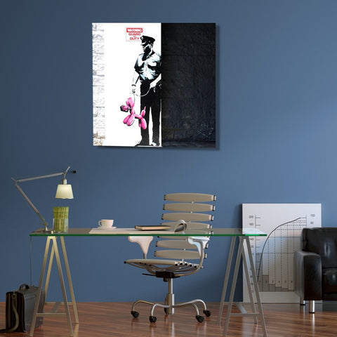 Banksy Police Guard Pink Balloon Dog, Graffiti