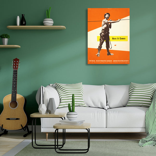 Here It Comes, Rural Electrification U.S. Administration Vintage Poster
