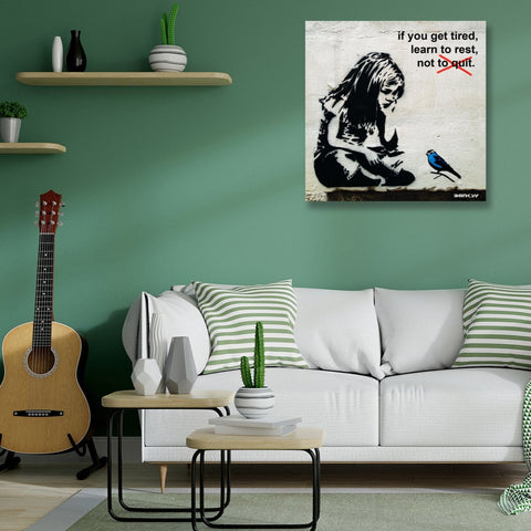 Banksy Girl with Blue Bird, Motivational poster