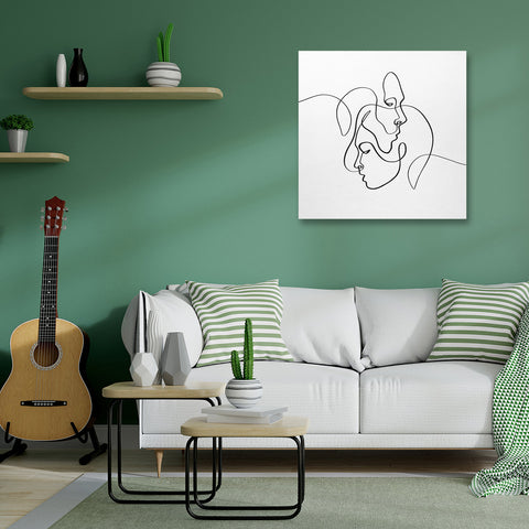 Couple in Love, Abstract One Line Digital Art
