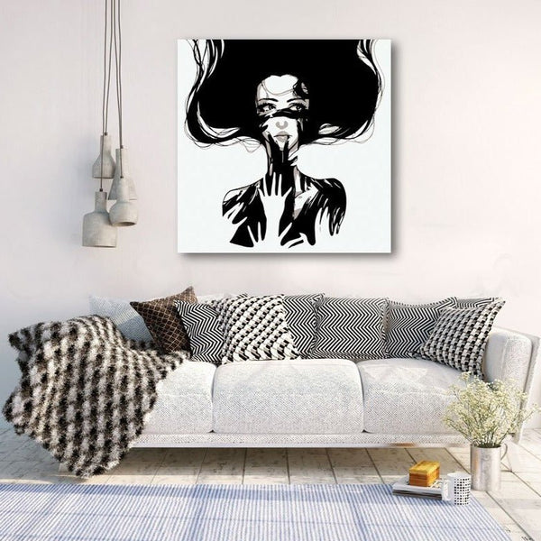 Abstract Black/White Woman Portrait, Digital Art