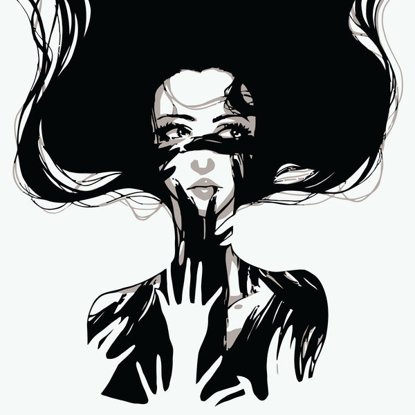 Abstract Black/White Woman Portrait, Digital Art