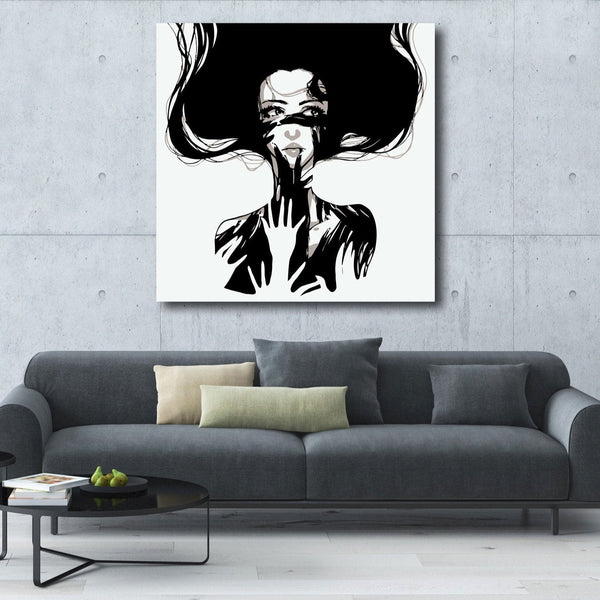 Abstract Black/White Woman Portrait, Digital Art