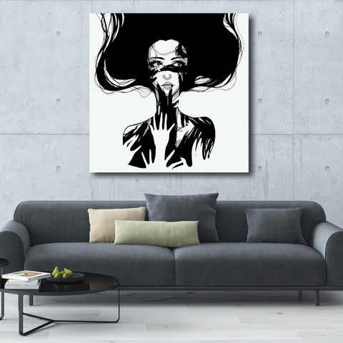 Abstract Black/White Woman Portrait, Digital Art