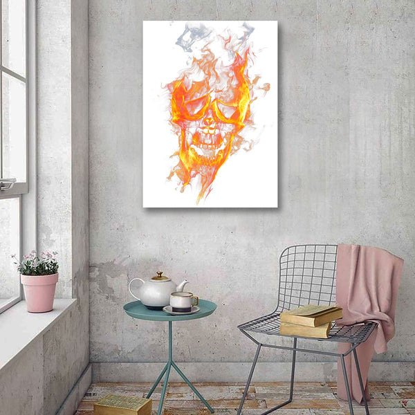 Abstract Fantasy Skull with Fire Effect, Digital Art