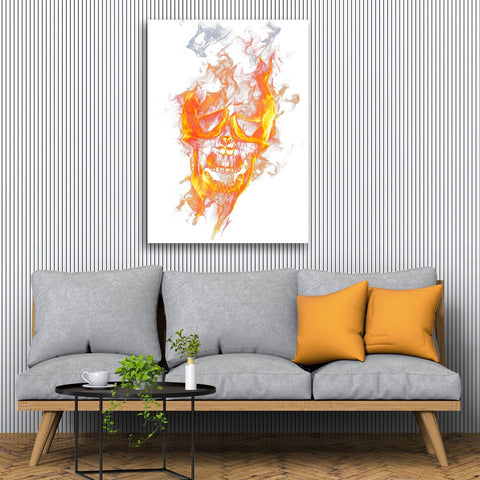 Abstract Fantasy Skull with Fire Effect, Digital Art