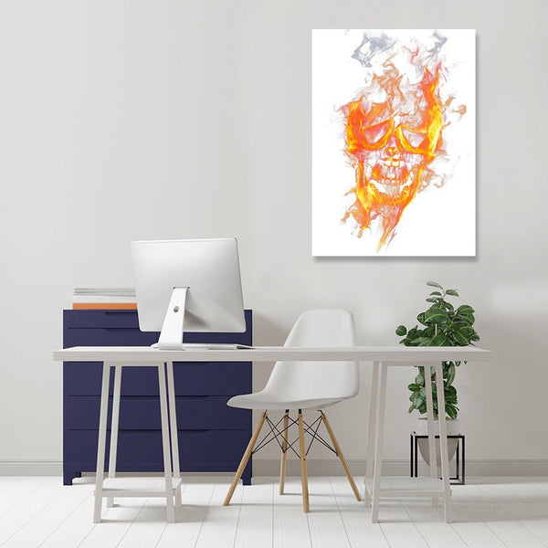 Abstract Fantasy Skull with Fire Effect, Digital Art
