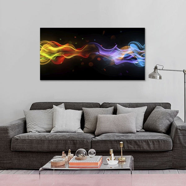 Abstract Multi-color Waves on Black Background
