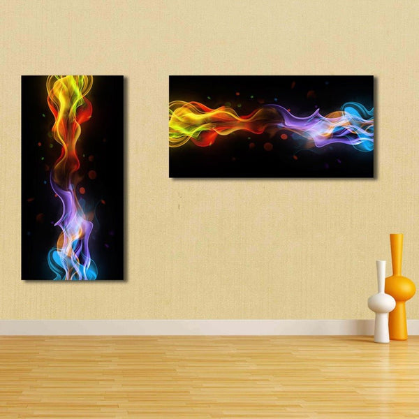 Abstract Multi-color Waves on Black Background