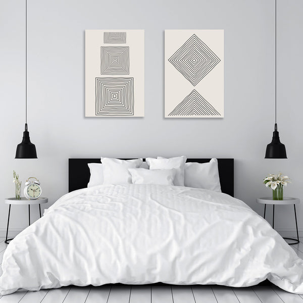 Abstract Shapes on White Background, Minimalistic Digital Art