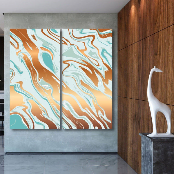 Abstract Watercolor Marble Pattern in Gold/Blue