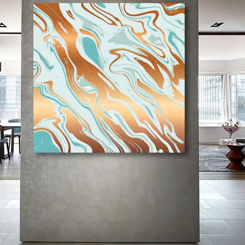 Abstract Watercolor Marble Pattern in Gold/Blue