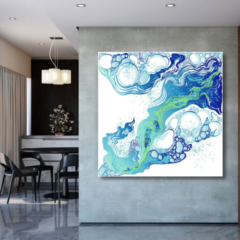 Abstract Watercolor Marble Pattern in Green/Blue