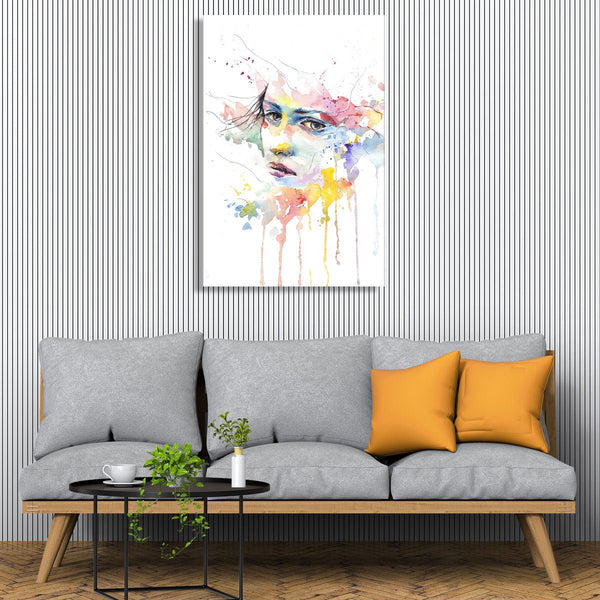 Abstract Women's Face, Watercolor Art
