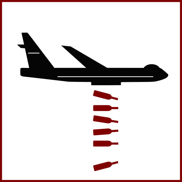 Wine ART. Metal Poster Airplane with Wine Bottles