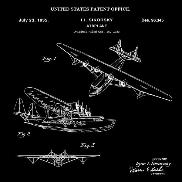 AIRPLANE (1935, I. I. SIKORSKY) Patent Print