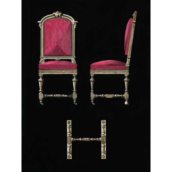 Antique Burgundy Chair, Vintage Poster