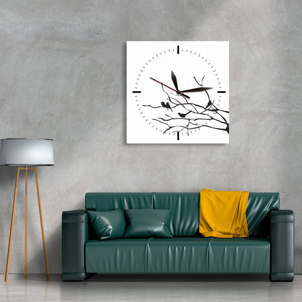 Art CLOCK, Black/White Birds