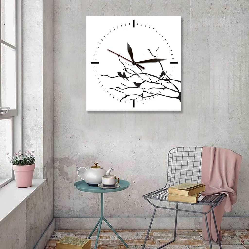 Art CLOCK, Black/White Birds
