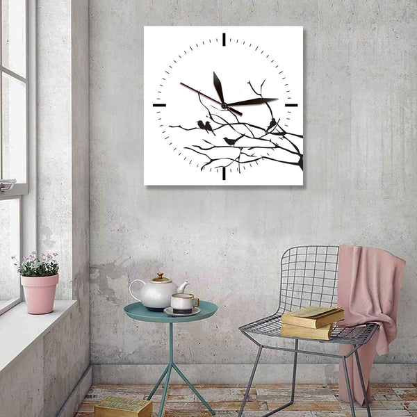 Art CLOCK, Black/White Birds