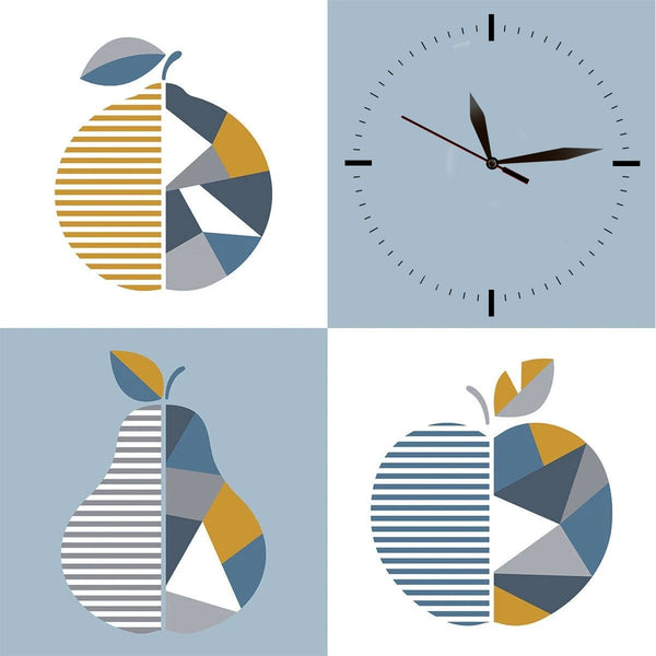 Art CLOCK, Fruits in Geometric Style