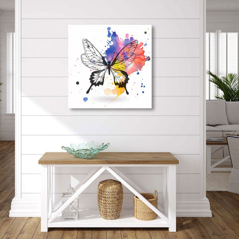 Art CLOCK, Watercolor Butterfly