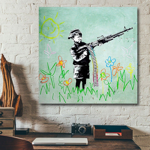 Banksy Boy with Crayon Gun, Graffiti