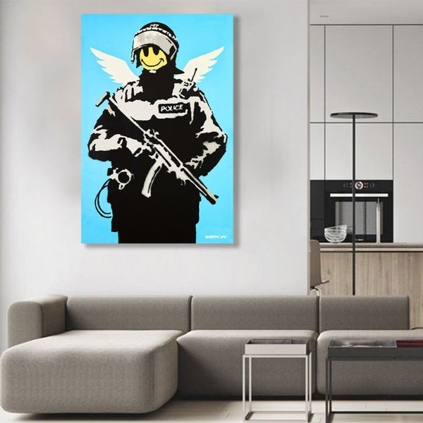 Banksy Flying Copper, Street Art