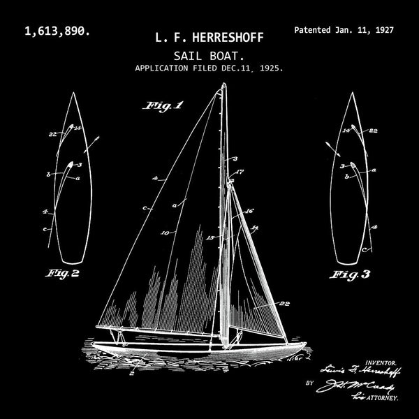 SAIL BOAT (1927, L. F. HERRESHOFF) Patent Print