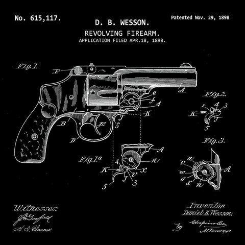 REVOLVING FIREARM (1898, D. B. WESSON) Desktop Patent Print