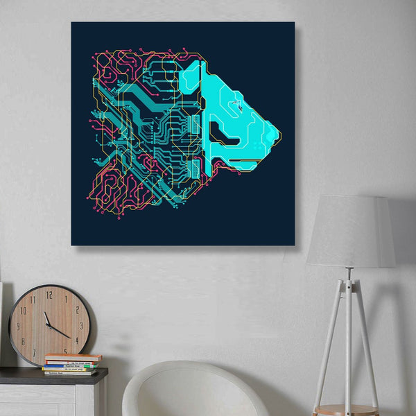 Lion Cyborg Circuit Board Pattern, Digital Art