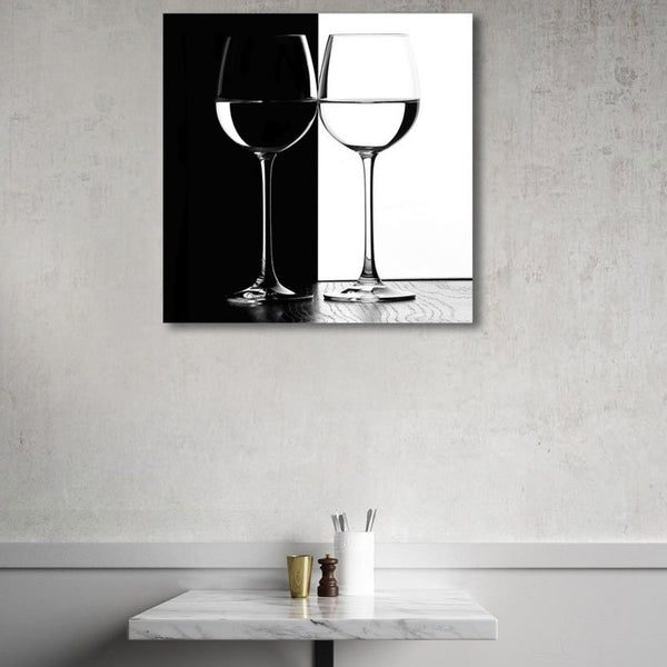Black/White Wine Glasses, Photography