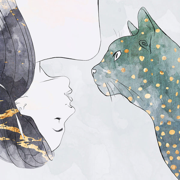 Cat dreams, Watercolor Art